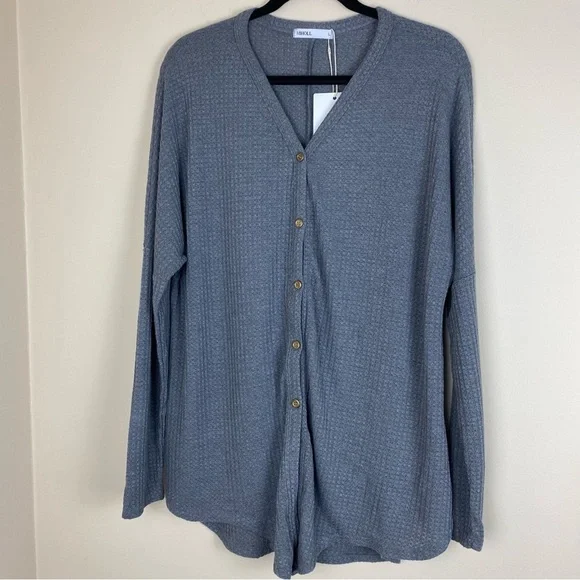 NWT Front Knot Tie Drop shoulder Sweater Blouse top Large - Picture 3 of 7